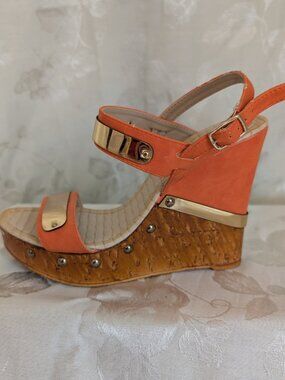 LADY GODIVA Platform Wedge Orange Sandals